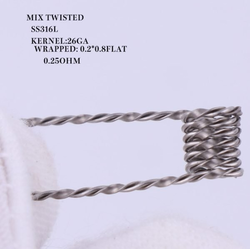 XFKM Mix Twisted SS316 předmotané spirálky 0,25ohm 10ks