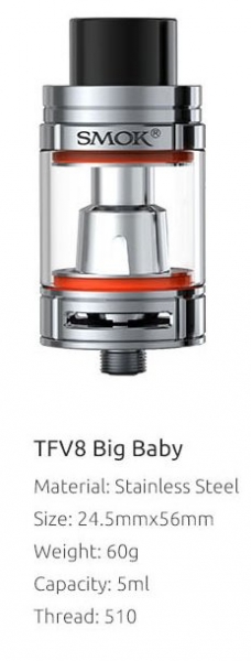 Smoktech TFV8 Big Baby clearomizer Black